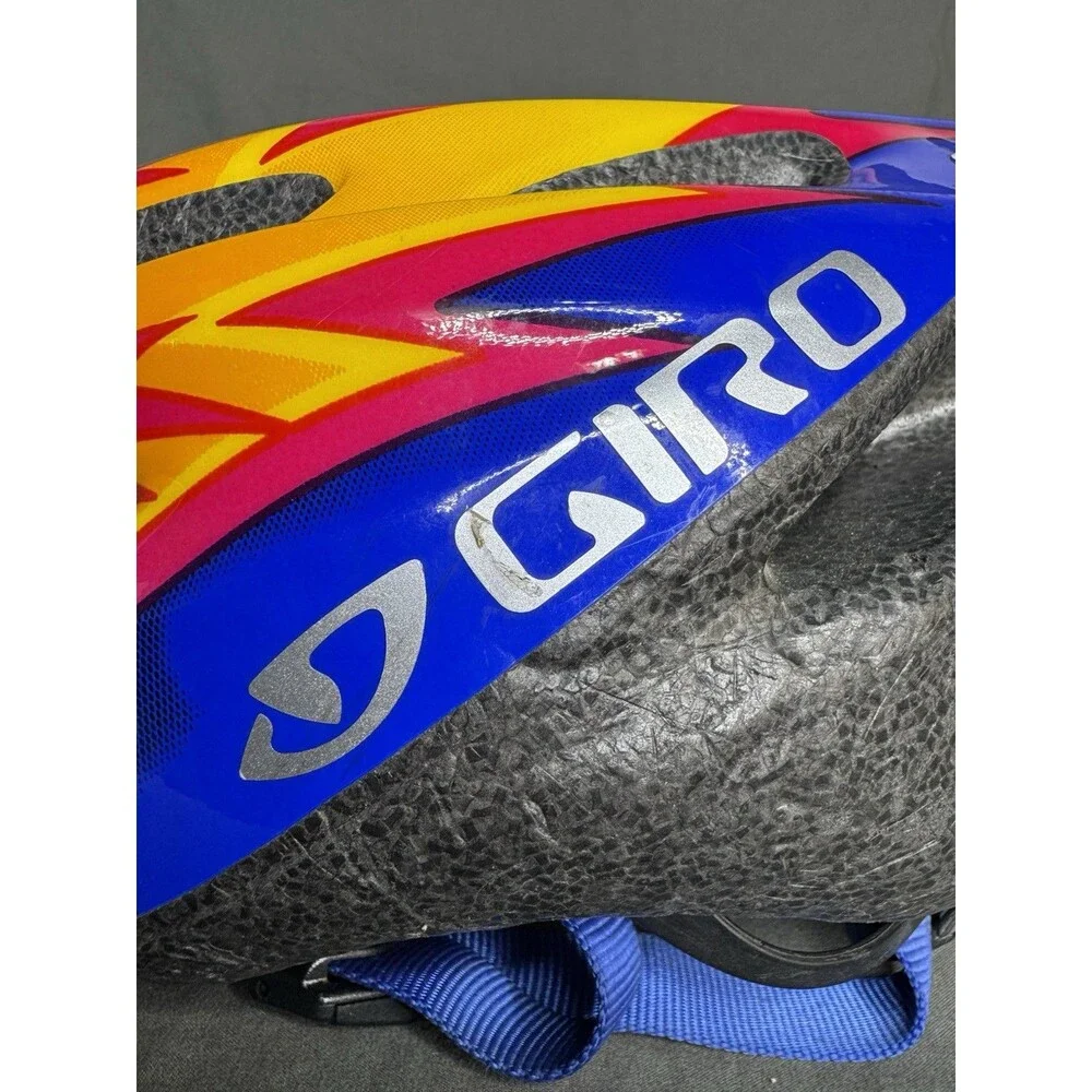 GIRO Flume Youth Cycling Helmet Blue Afterburner Flames *Hard To Find* Y2K Retro